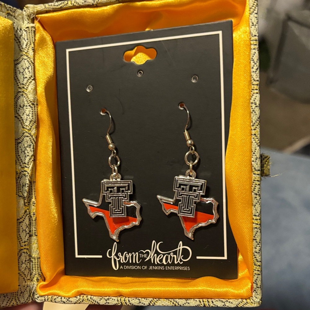 Texas Tech Dangle Earrings - Red and Silver